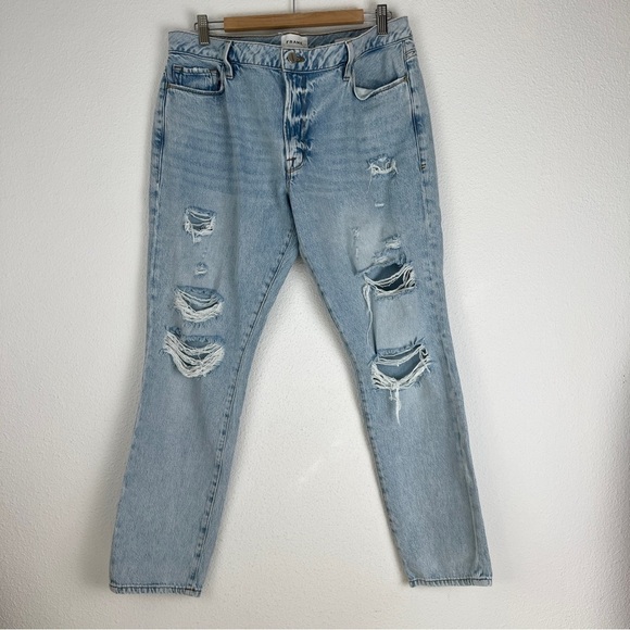Frame Denim Le Garçon Distressed Boyfriend Light Wash Jeans National 31 - Picture 2 of 11